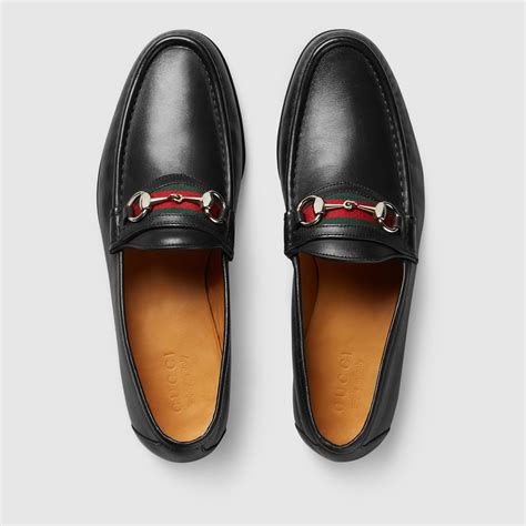 gucci men's leather horsebit loafer with web